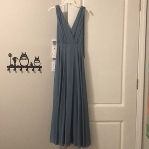 Slate blue V Neck Maxi length dress